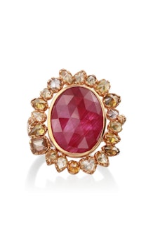 18k Rose-Gold, Ruby and Yellow Diamond Cocktail Ring