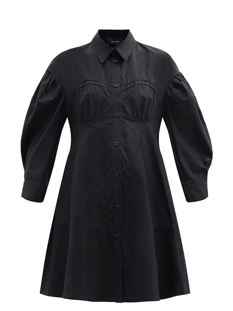 Corset Cotton-Poplin Shirt Dress