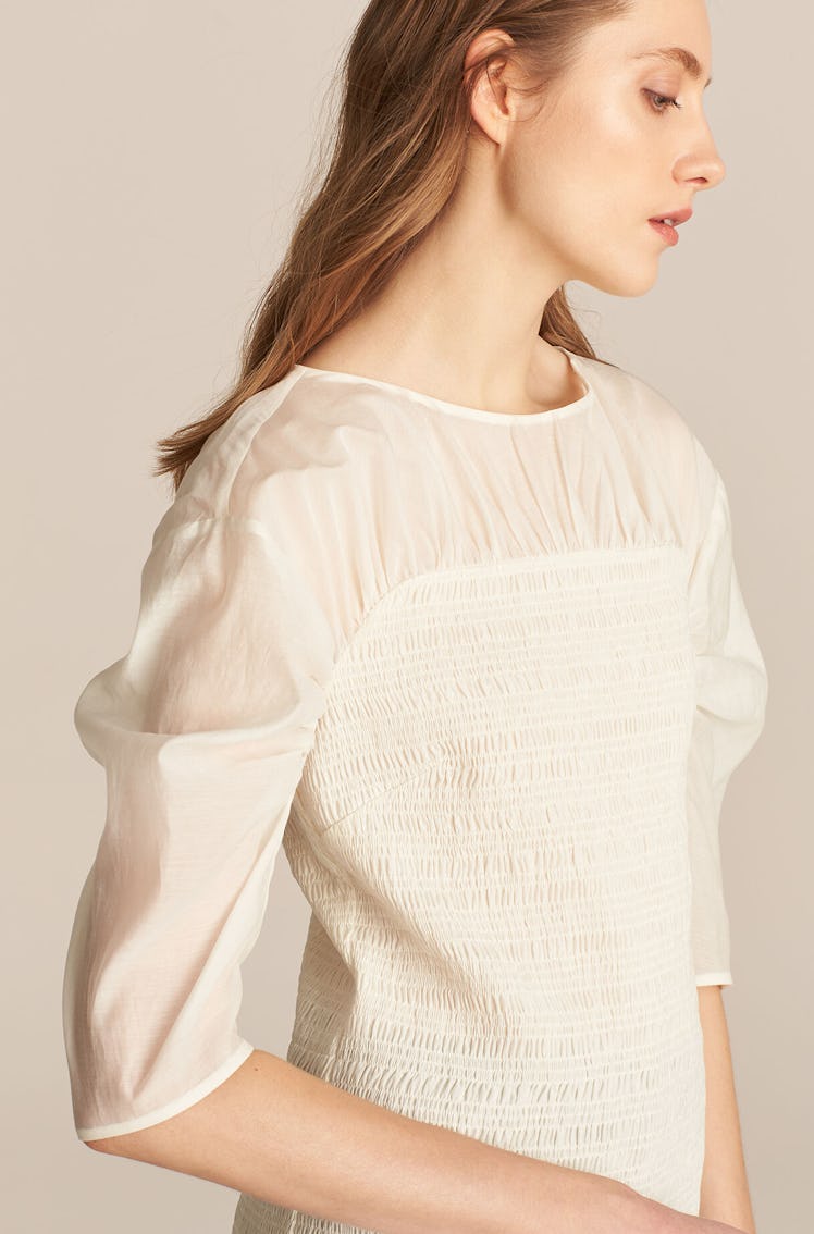 Longsleeve Ruched Organza Blouse