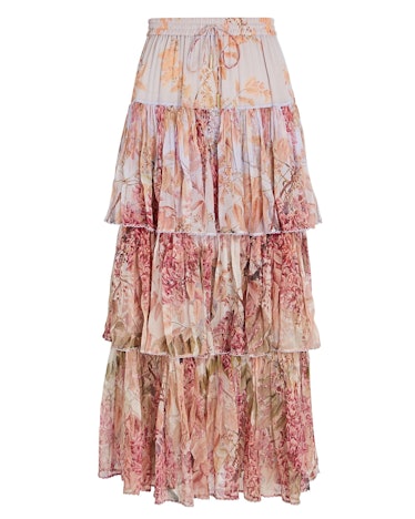 Botanica Tiered Silk Floral Skirt