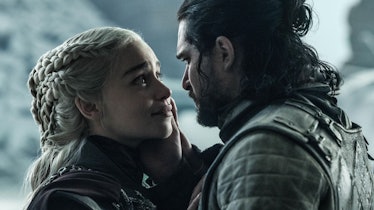 Emilia Clarke as Daenerys Targaryen and Kit Harington as Jon Snow in Game of Thrones Season 8