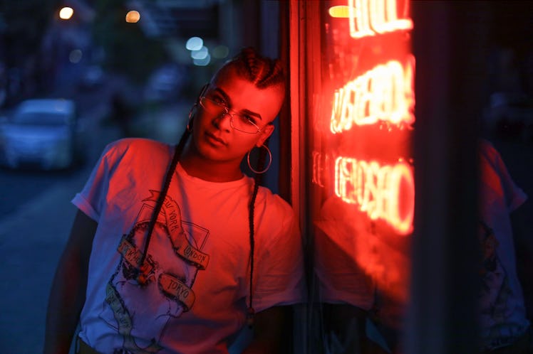 Young women neon sign