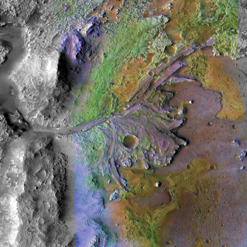 An overview map of the Jezero Crater on Mars.