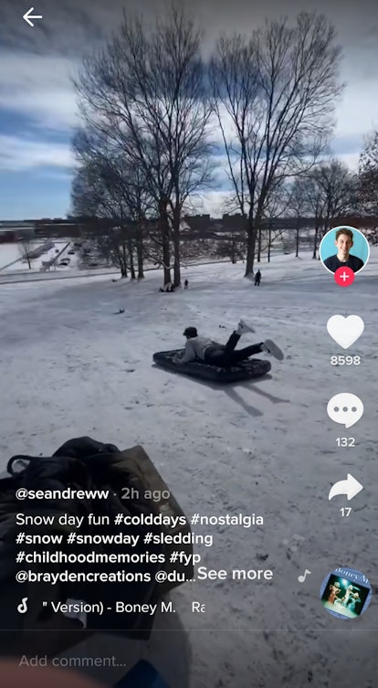These #ColdWeather TikTok videos include a snow volcano and sledding.
