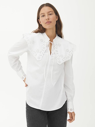 Embroidered Wide Collar Blouse