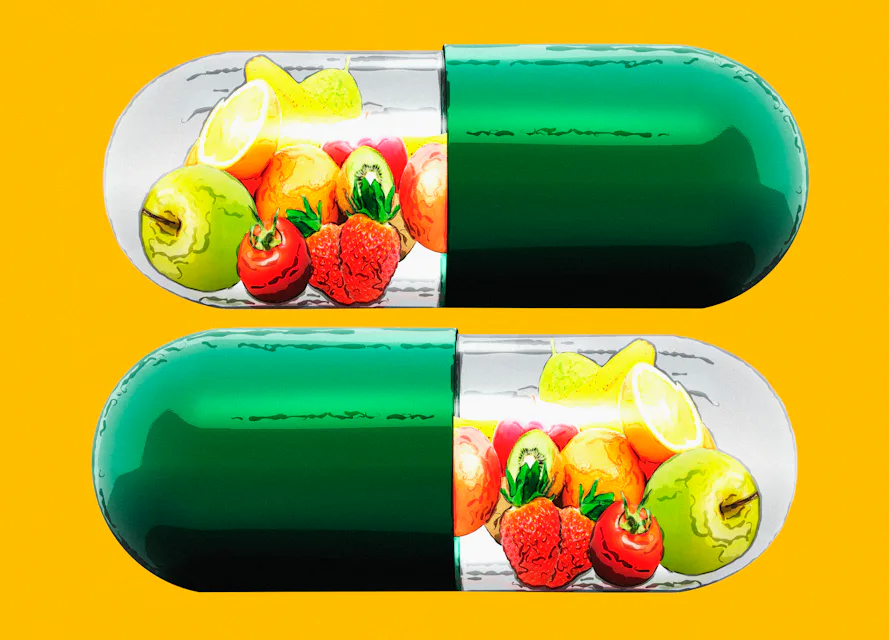 vitamin capsules with fruit inside