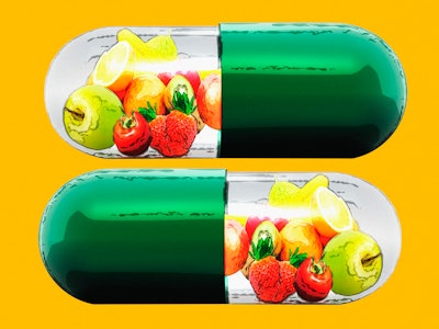 vitamin capsules with fruit inside
