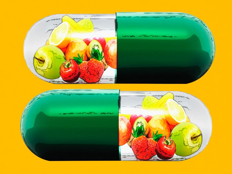 vitamin capsules with fruit inside