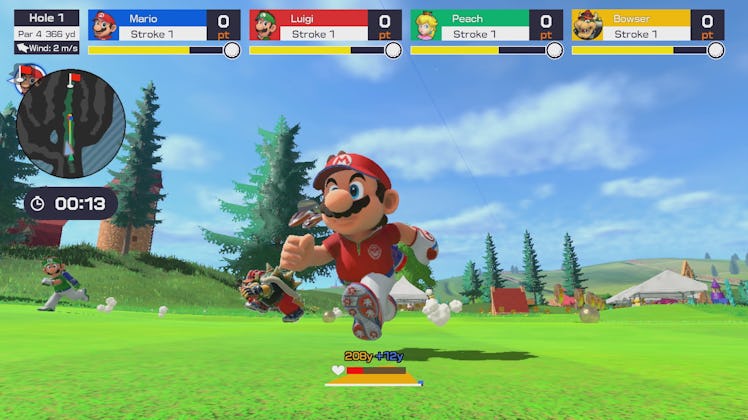 Multiplayer session in Mario Golf video game
