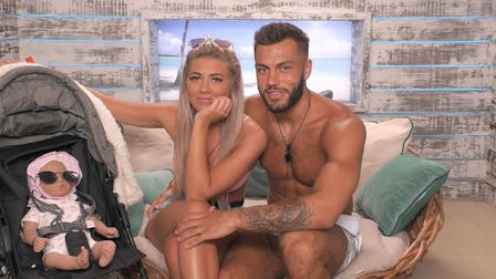 Love Island UK couple Paige and Finn during their baby task