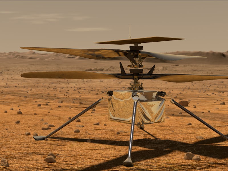 An artist's rendering of the Ingenuity helicopter