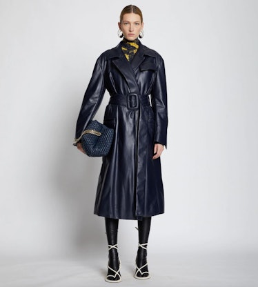 Leather Belted Trench Coat