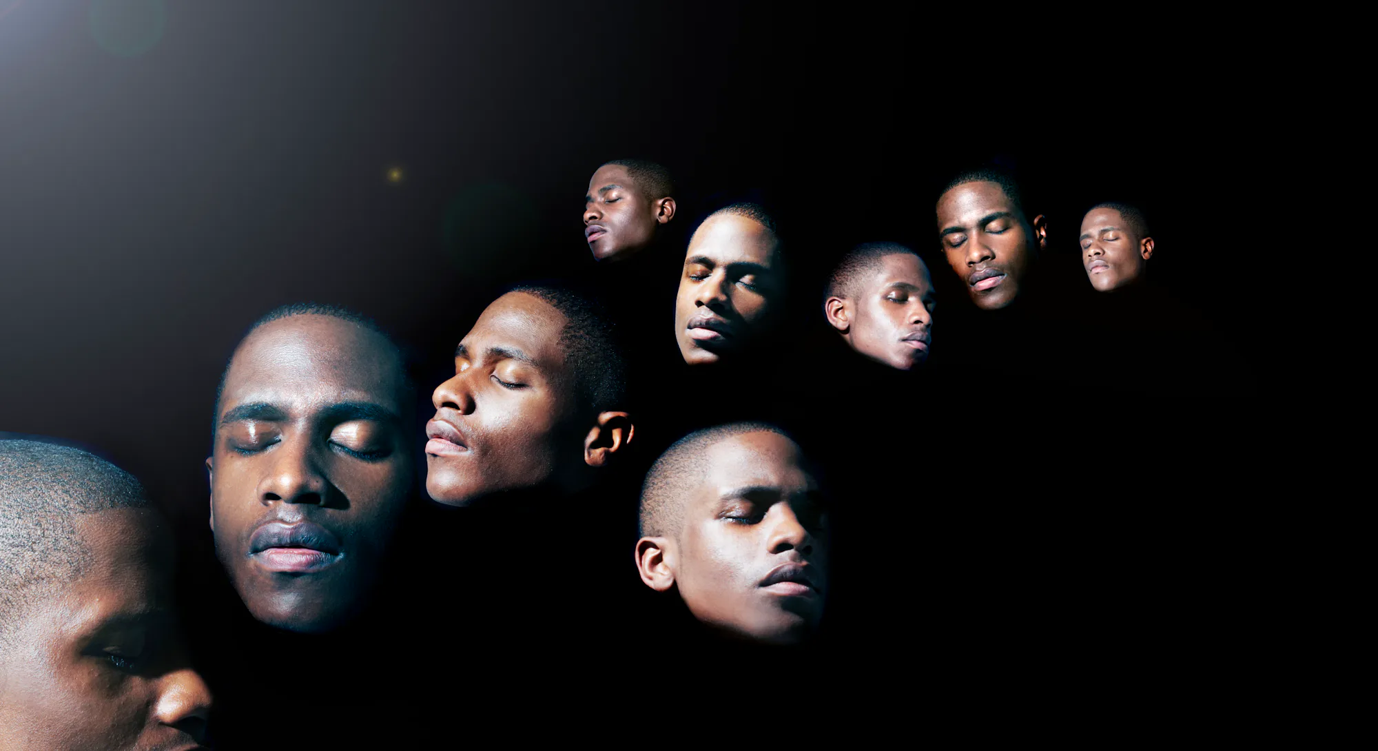 mens faces in a dream state