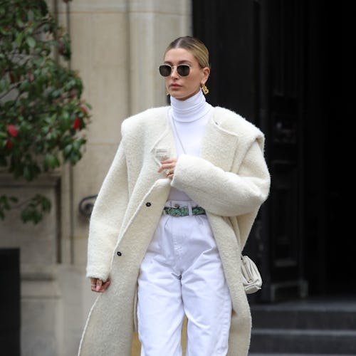 Hailey Bieber is seen leaving a restaurant on February 27, 2020 in Paris, France. 