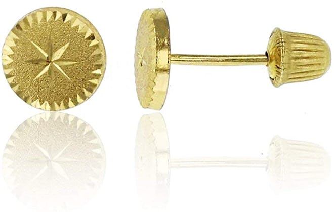 gold studs with screw-on backs for newly pierced ears