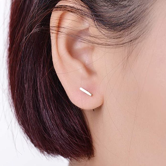 gold bar studs for newly pierced ears