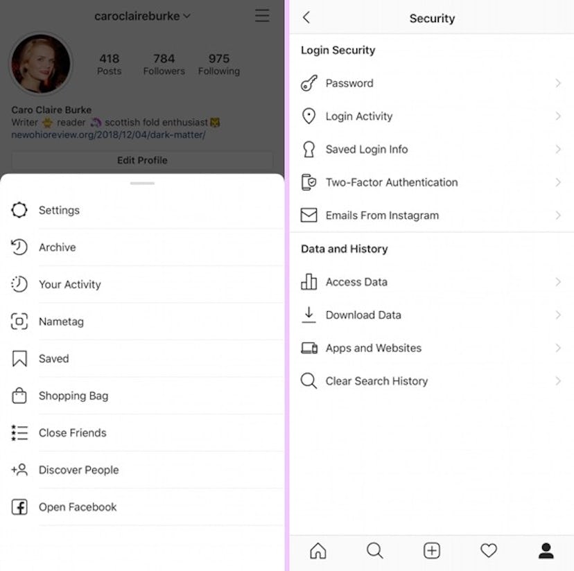 Screenshots showing how to clear your Instagram search history.