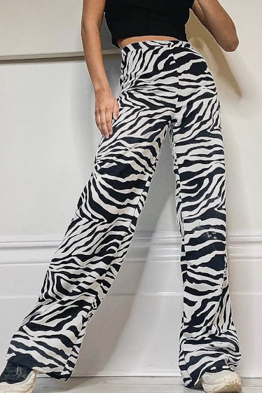 Boohoo Zebra Print Wide Leg Pants
