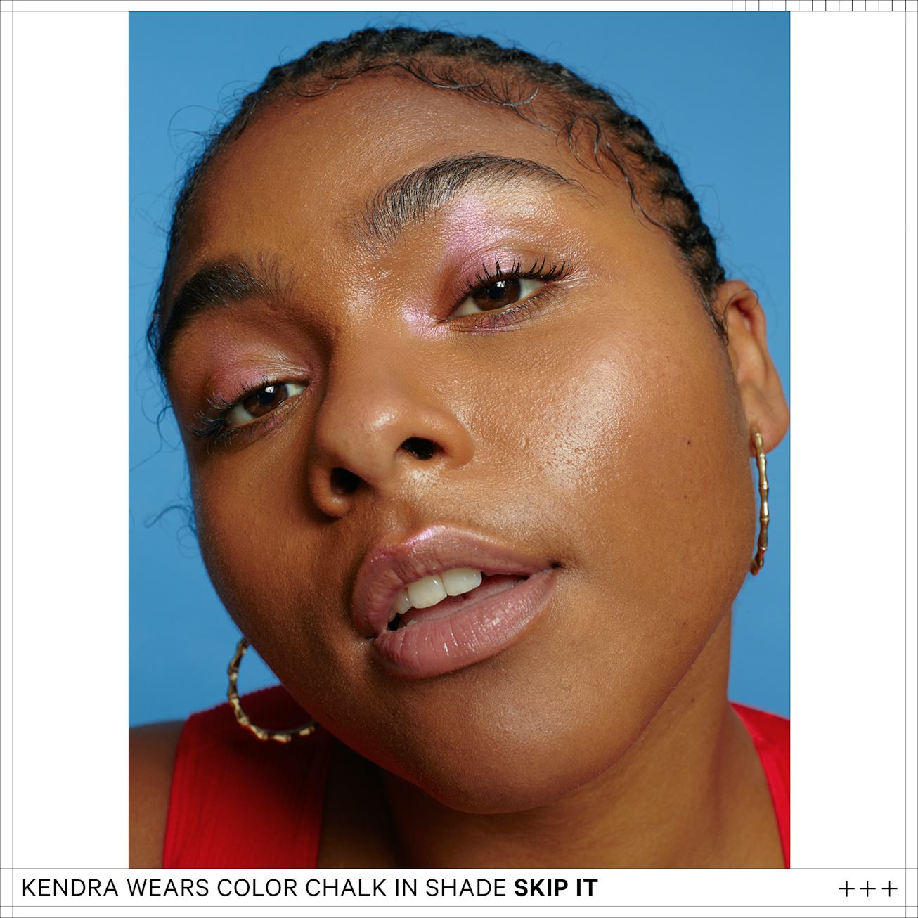 Model wearing Milk Makeup Color Chalk