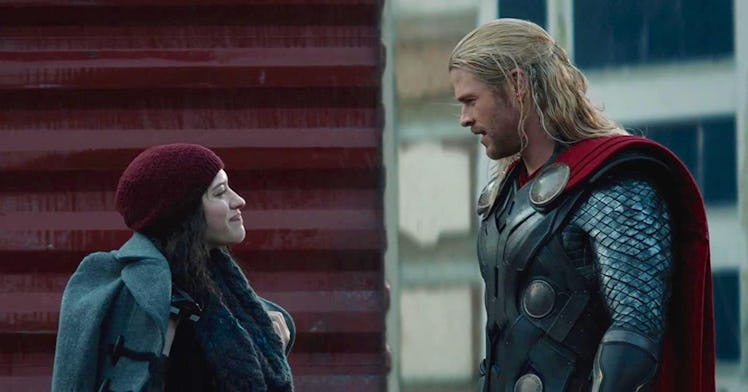Kat Dennings and Chris Hemsworth in Thor: The Dark World