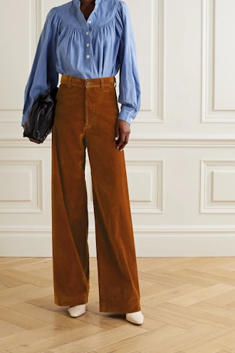 Polo Cotton-Blend Corduroy Wide-Leg Pants
