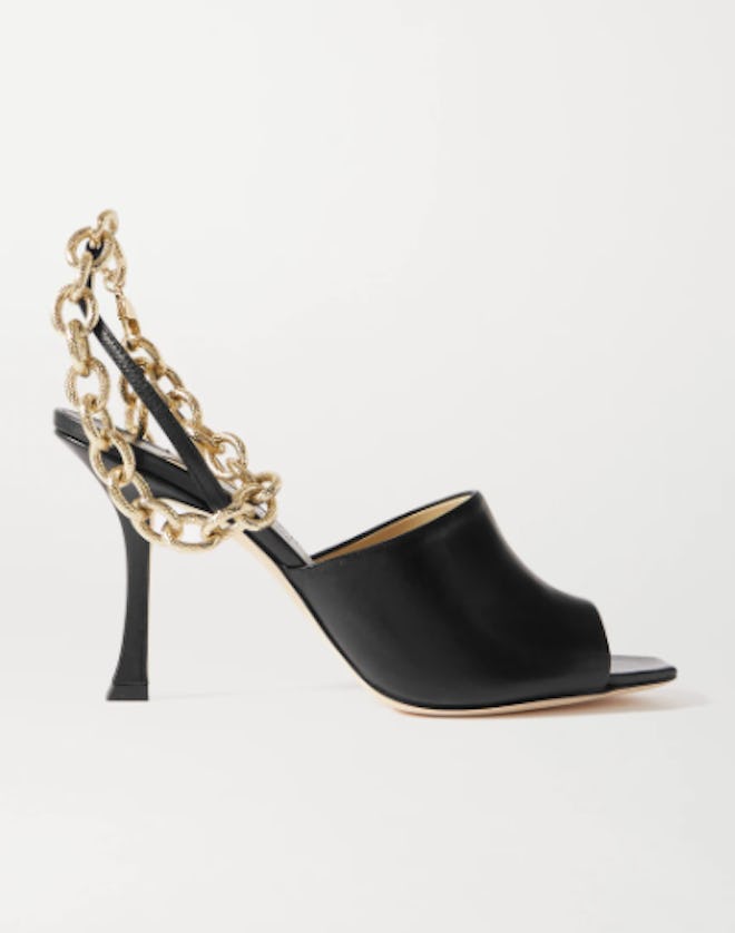 Sae 90 Chain-Embellished Leather Slingback Sandals