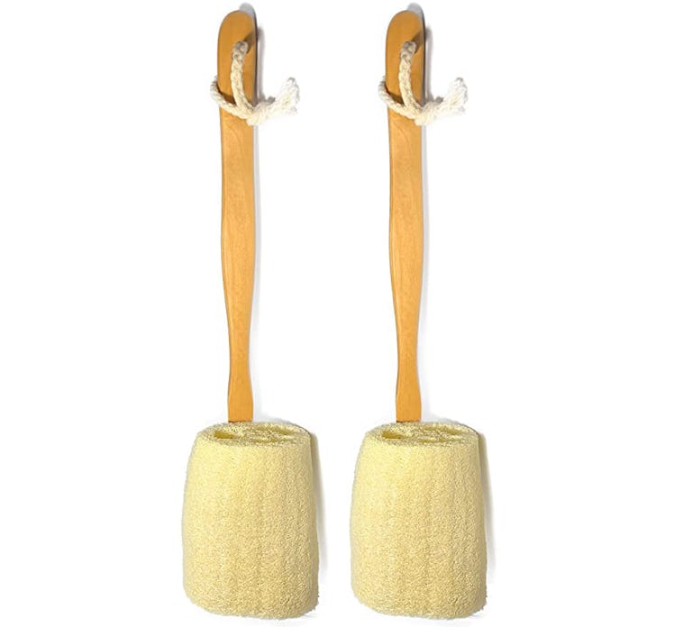 Natural Exfoliating Loofah Bath Brush On a Stick (2-Pack) 