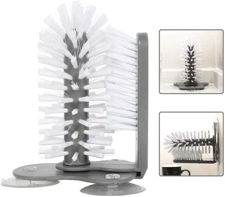 PAWACA Glass Washer with Double Sided Bristle Brush