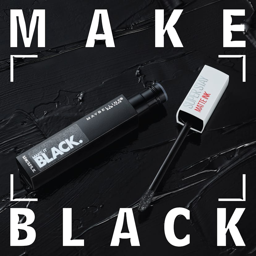 Maybelline Super Stay Matte Ink Lipstick in a dark black for Make It BLACK