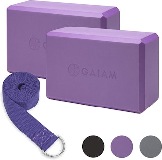 Gaiam Essentials Yoga Block & Yoga Strap Set (2-Pack)