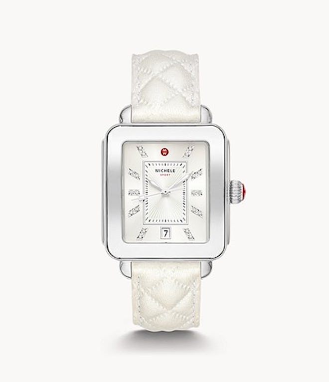 MICHELE quilted leather watch.