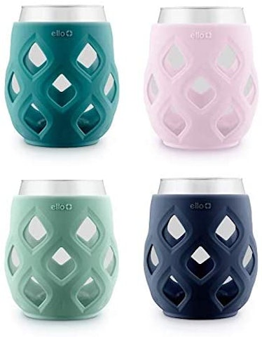 Ello Cru Stemless Wine Glass Set with Silicone Sleeves (4-Pack)