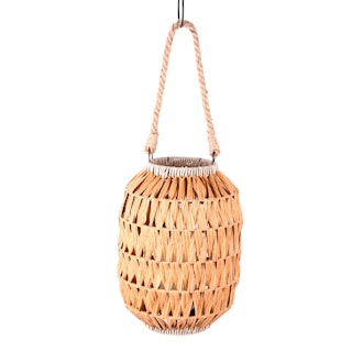 Yellow Faux Rattan Lantern 