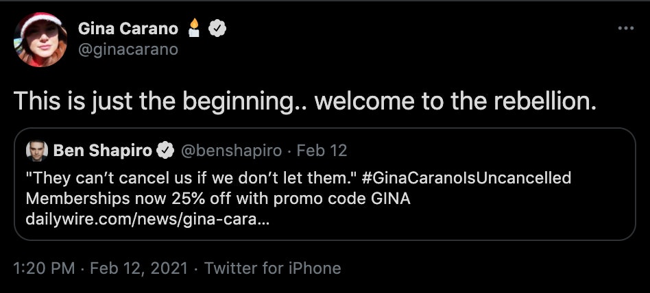 Gina Carano stan twitter #FireGinaCarano