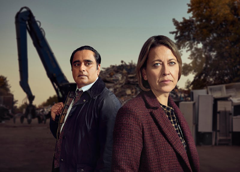 NICOLA WALKER as DC I CASSIE STUART and SANJEEV BHASKAR as DI Sunny Khan in ITV's Unforgotten