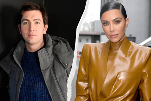 Nicholas Braun and Kim Kardashian. Photos via Getty Images