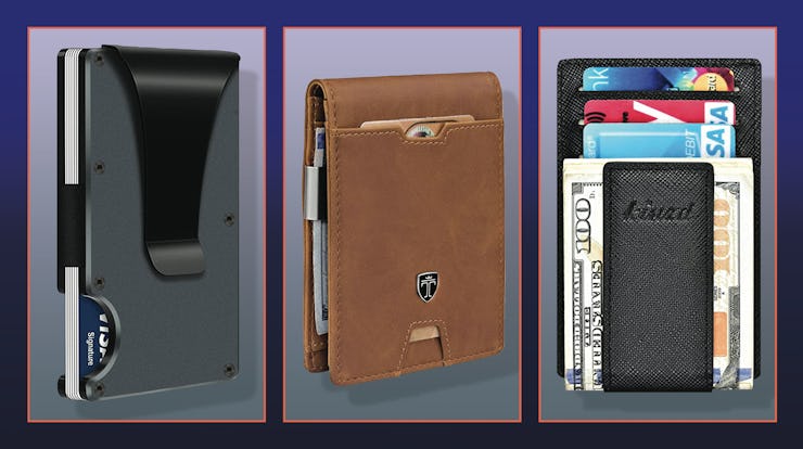Collage of three money clip wallets