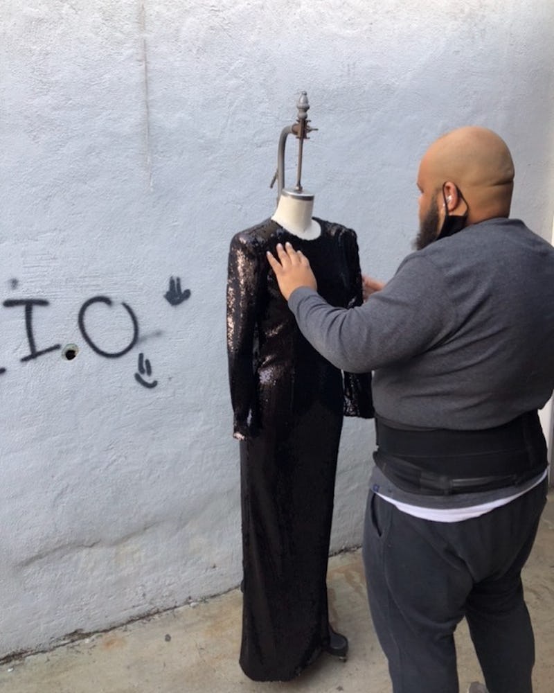Sergio Hudson making Kamala Harris' Inauguration Gown