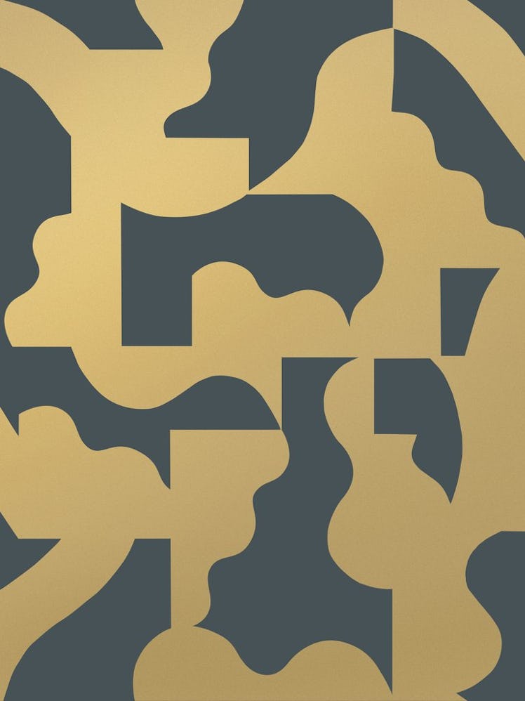 Mixed Signals Wallpaper - Gold on Charcoal 