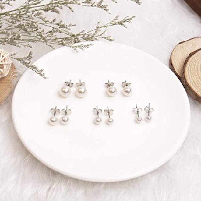 pearl and metallic earrings for newly pierced ears