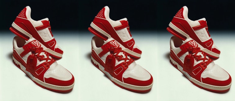 Louis Vuitton and (RED) present the Louis Vuitton I (RED) Trainer in  support of the ght to end AIDS - Numéro Netherlands