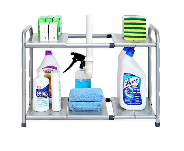 SimpleHouseware Under Sink 2 Tier Expandable Shelf Organizer