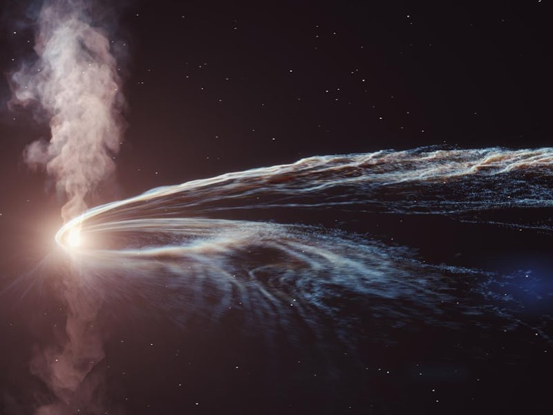 A star getting ripped apart by a black hole.