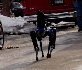 A robotic dog named Digidog is seen walking through the Bronx.