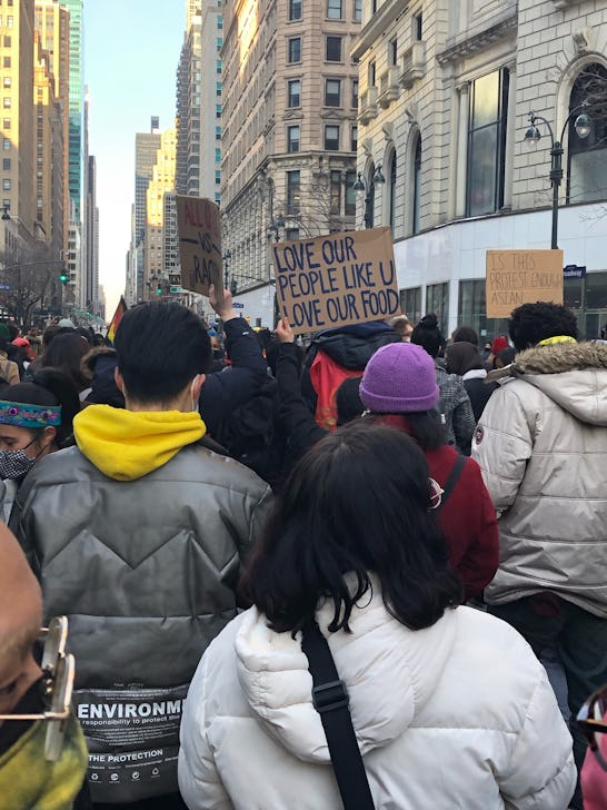 Crowd walking at the anti-Asian racism protests in New York