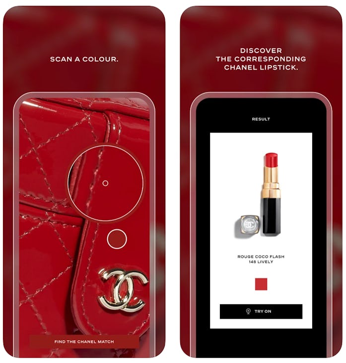 A screenshot of Chanel's Lipscanner app is shown here. The app lets you scan a color and find a corr...