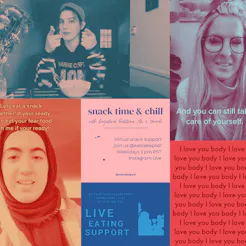 Screenshots from various eating disorder support social media accounts which have helped people in r...