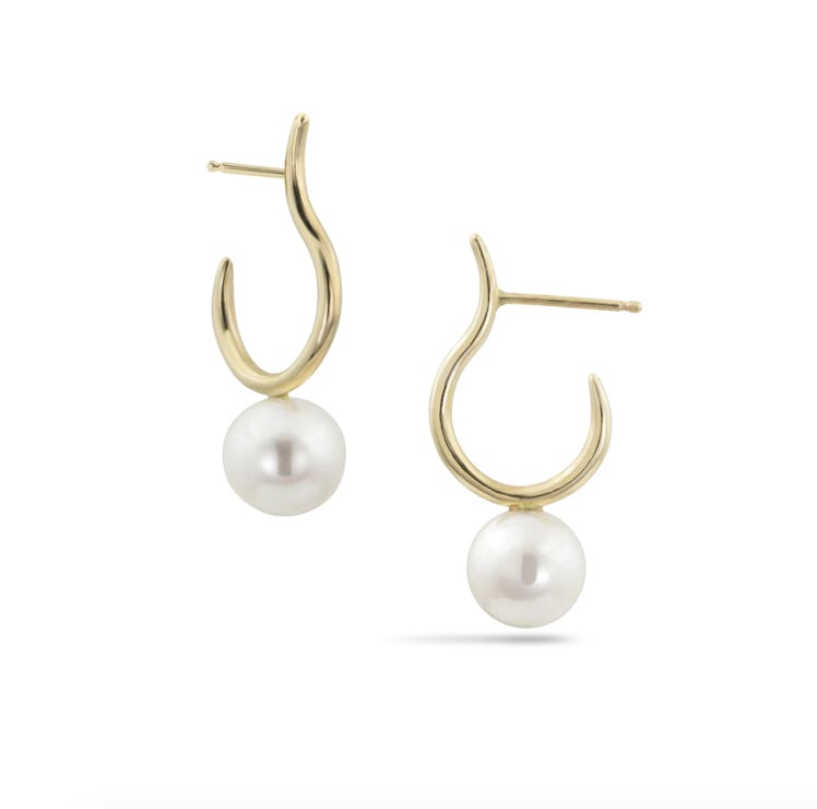 Pearl Moon Half Hoops