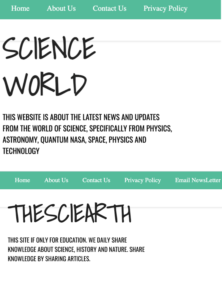 An image of two almost identical domains, one called Science World and another called TheSciEarth