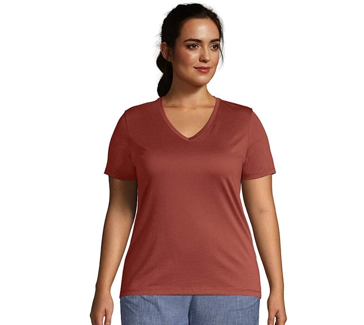 Lands' End Relaxed Supima V-Neck T-Shirt